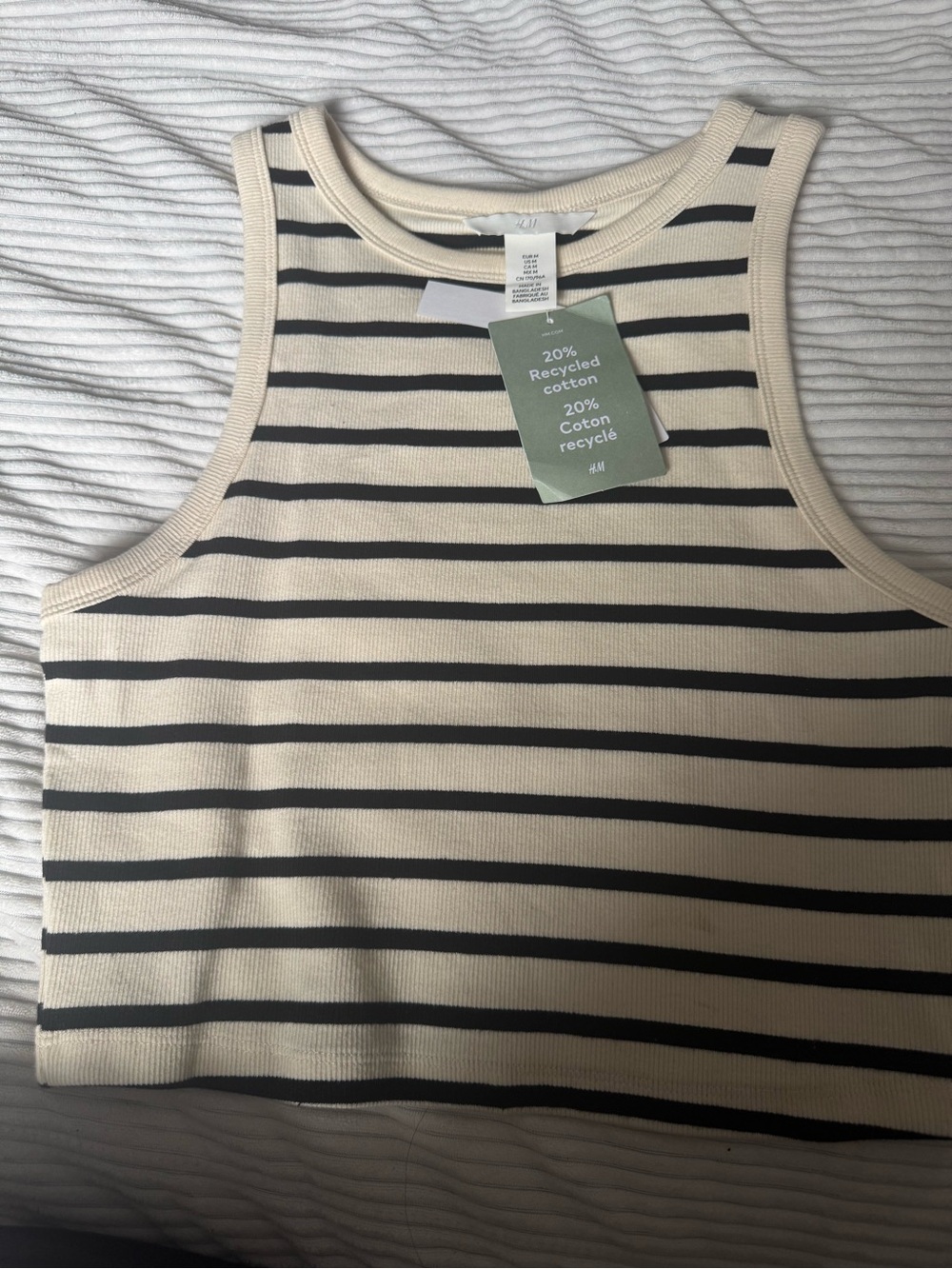 H&M Cream and Black Striped Ribbed Tank